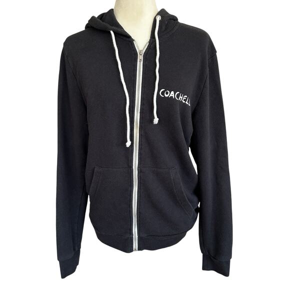 H&M X Coachella Festival Full Zip Hoodie Jacket‎ Small Black Music Goth Grunge - Picture 3 of 11